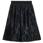 Girls Navy Logo Pleated Skirt, 1, hi-res