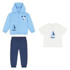 Younger Boys Blue & Navy Blue Tracksuit Set ( 3 Piece ), 1, hi-res