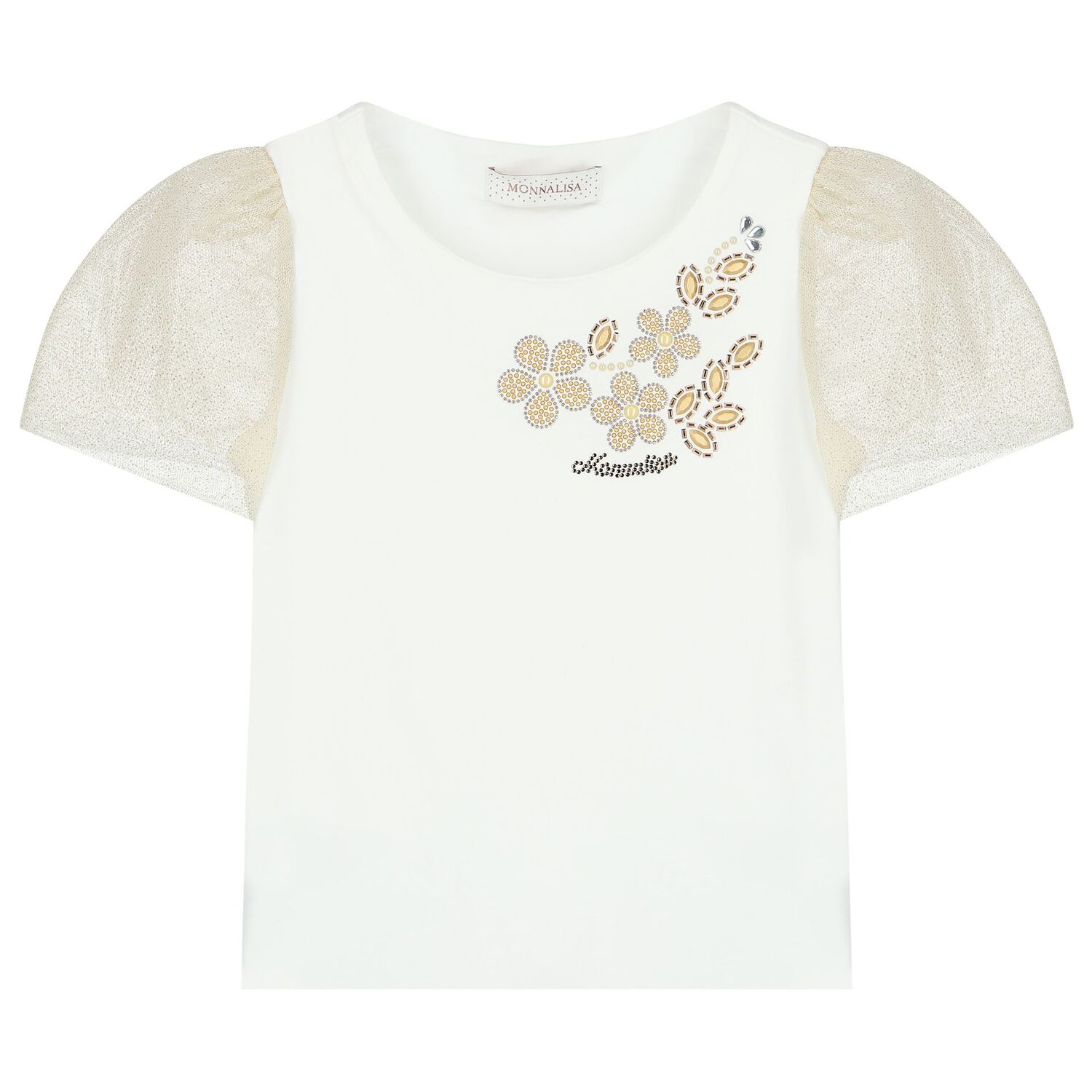 Girls White & Gold Skirt Set, 1, hi-res