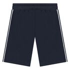 Younger Boys Navy Blue Logo Shorts, 2, hi-res