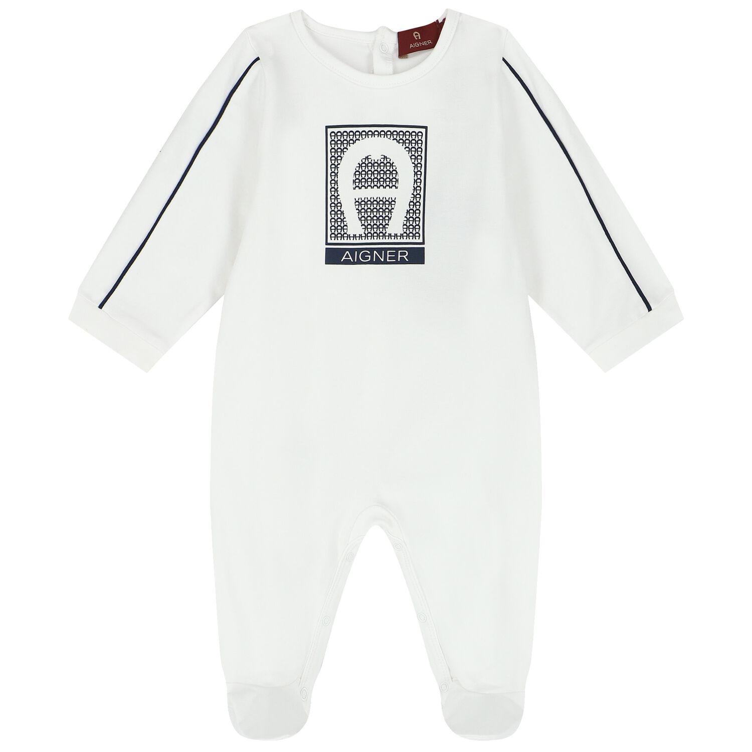 Baby Boys White Logo Babygrow, 1, hi-res