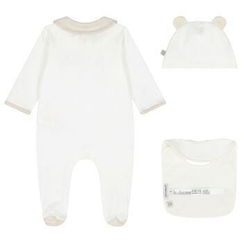 طقم هدية أفرول للأطفال الأولاد بتصميم الفهد باللون العاجي والبيج