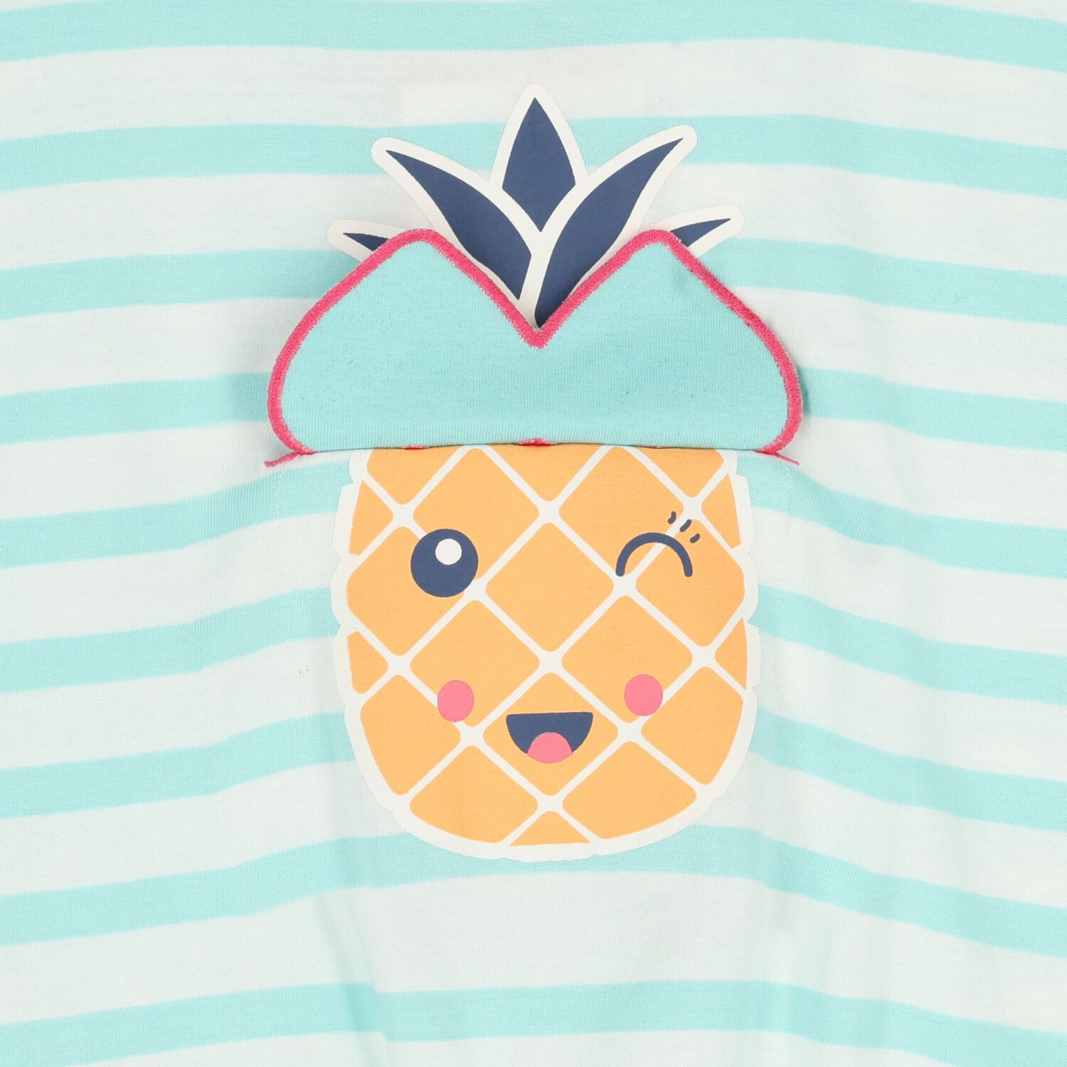 تشيرت مخطط باللونين الابيض و الاخضر للبنات , 1, hi-res