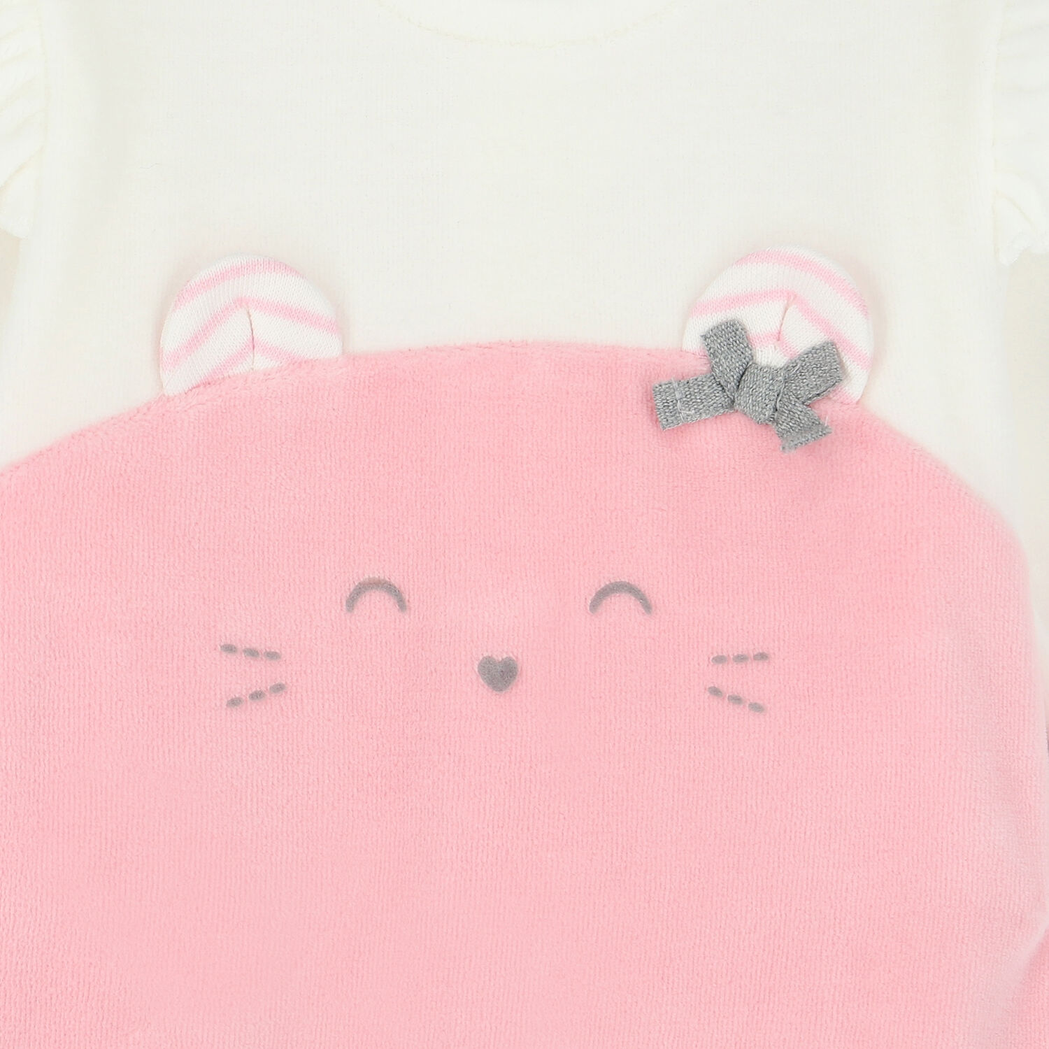Baby Girls Pink & White Cat Babygrow, 1, hi-res