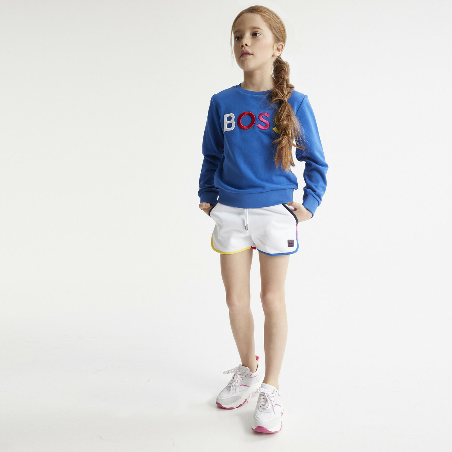 Girls White Logo Shorts, 1, hi-res image number null
