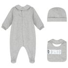 Grey Teddy Bear Logo Babygrow Gift Set, 5, hi-res