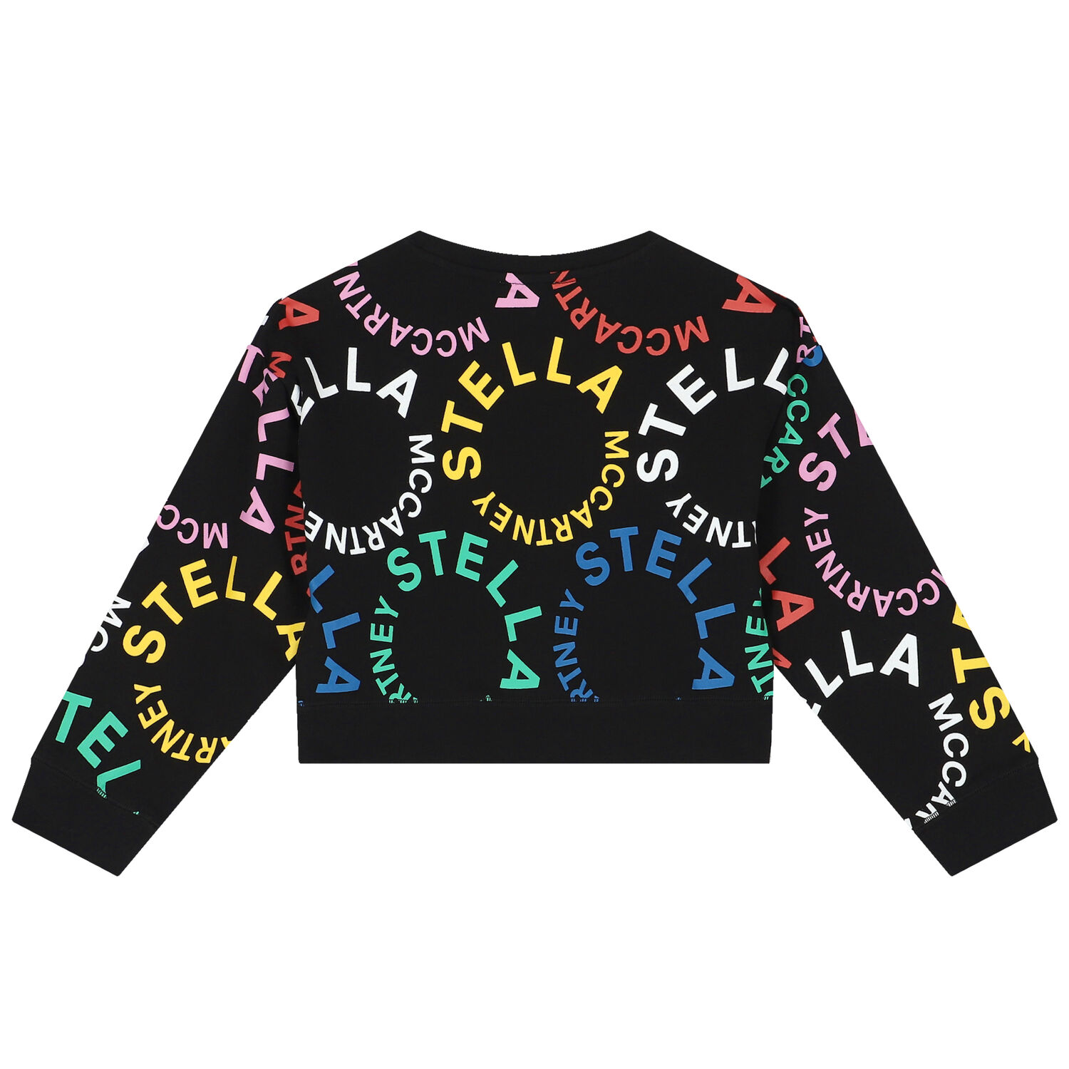 سويت شيرت بنات بالشعار باللون الاسود, 1, hi-res