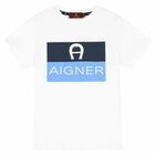 Boys White Logo T-Shirt, 1, hi-res