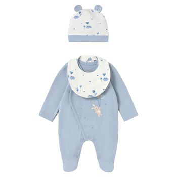 Baby Girls White & Blue Balloon Babygrow Gift Set