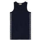 Girls Navy Logo Dress, 1, hi-res