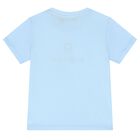 تيشيرت أولاد بالشعار باللون الأزرق, 1, hi-res