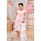 Girls Pink Bow Tulle Dress, 1, hi-res