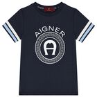 Boys Navy Blue Logo T-Shirt, 2, hi-res
