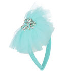 Girls Aqua Tulle Headband, 1, hi-res