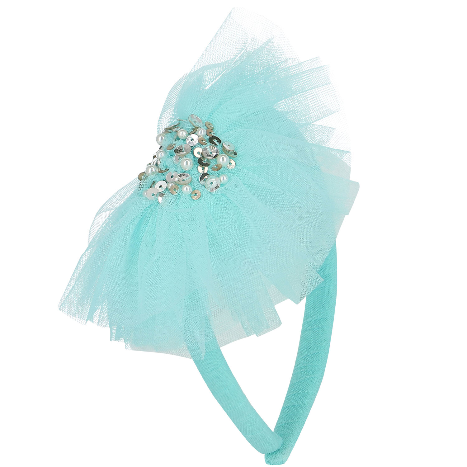 Girls Aqua Tulle Headband, 1, hi-res image number null