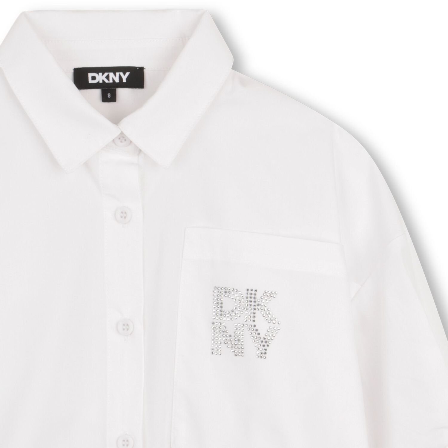 Girls Mini Me White Diamante Logo Shirt, 1, hi-res