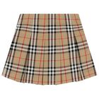 Girls Beige Check Skirt, 1, hi-res