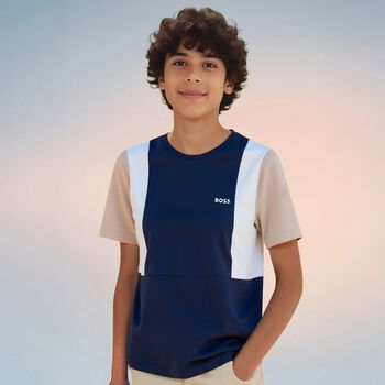 Boys Navy Blue Logo T-Shirt