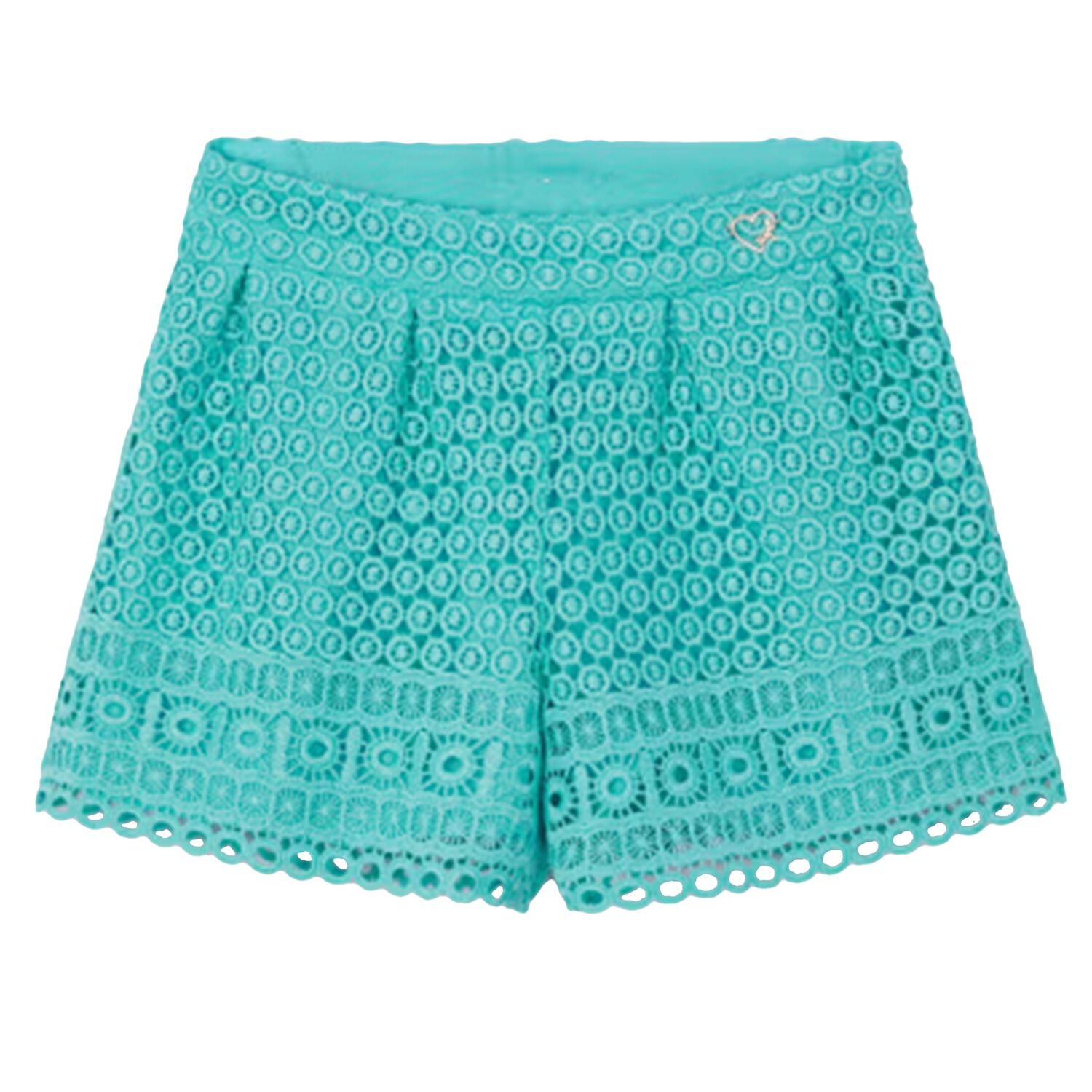 Girls Aqua Lace Shorts, 2, hi-res