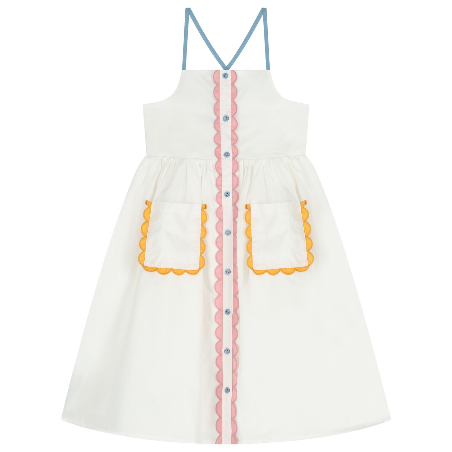 فستان للبنات باللون العاجي, 1, hi-res