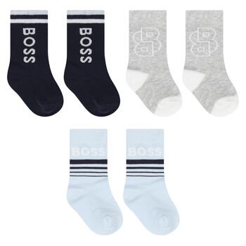 Younger Boys Blue, Navy & Grey Socks ( 3-Pack )
