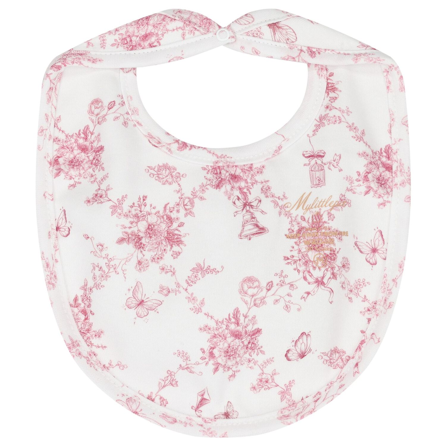 طقم بنات  أفرول بطبعة الزهور والفراشات باللون الأبيض والوردي, 1, hi-res