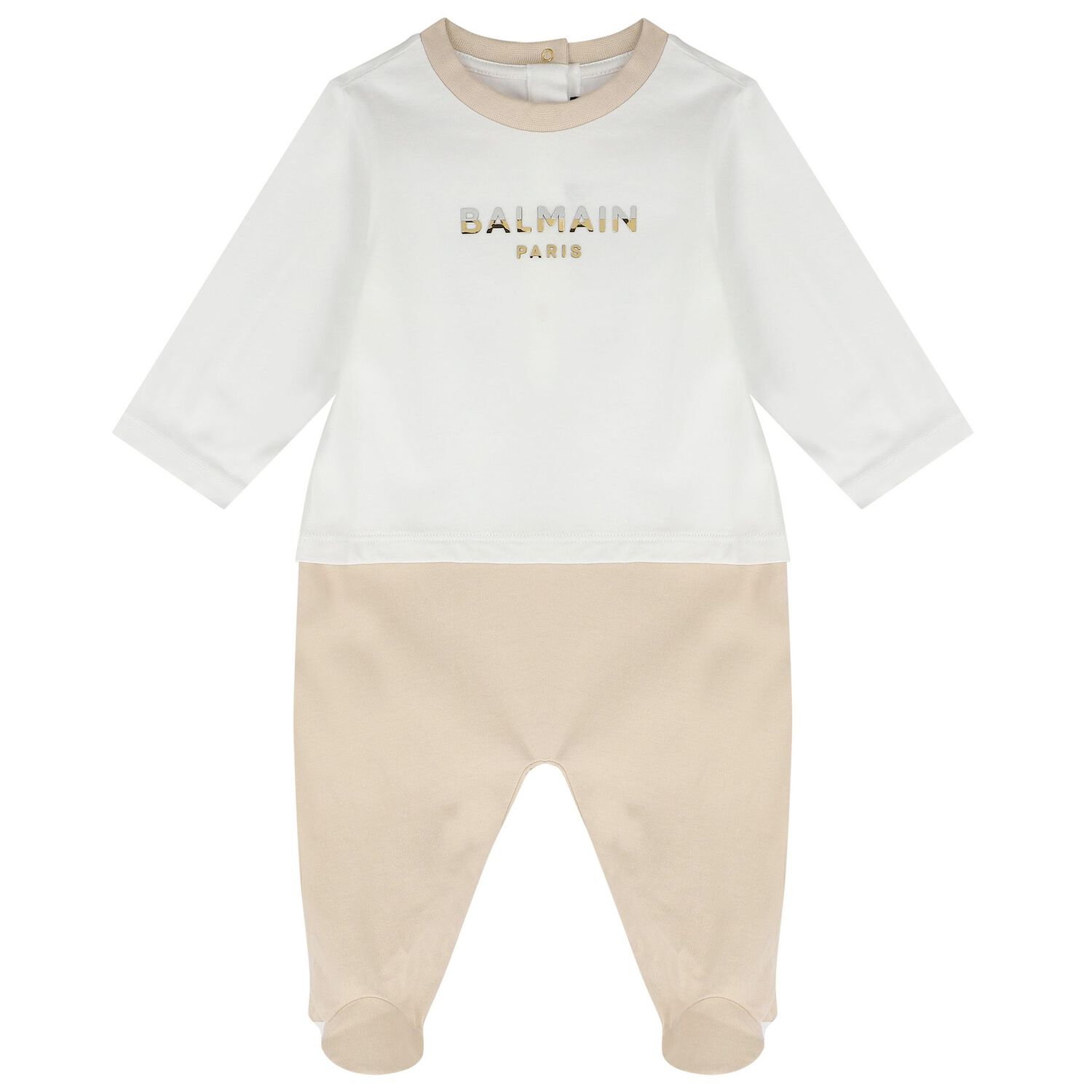 White & Beige Logo Babygrow Gift Set, 1, hi-res
