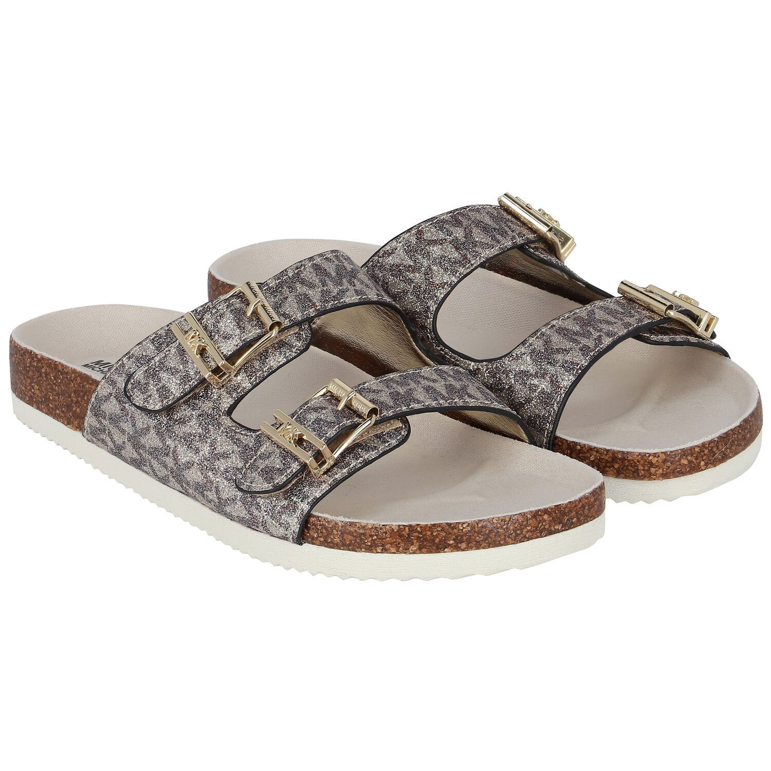 صندل بالشعار باللون الذهبي للبنات, 1, hi-res