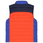 Boys Orange, Navy & Green Reversible Gilet, 1, hi-res