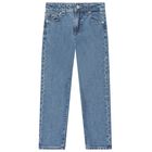 Girls Blue Logo Denim Jeans, 1, hi-res