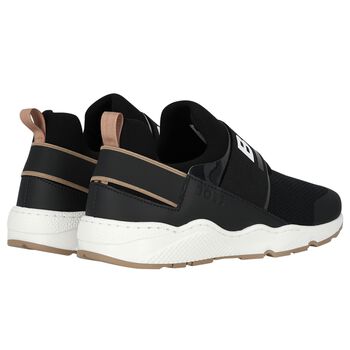 Boys Black Logo Trainers