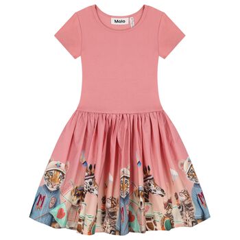 Girls Pink Animals Dress