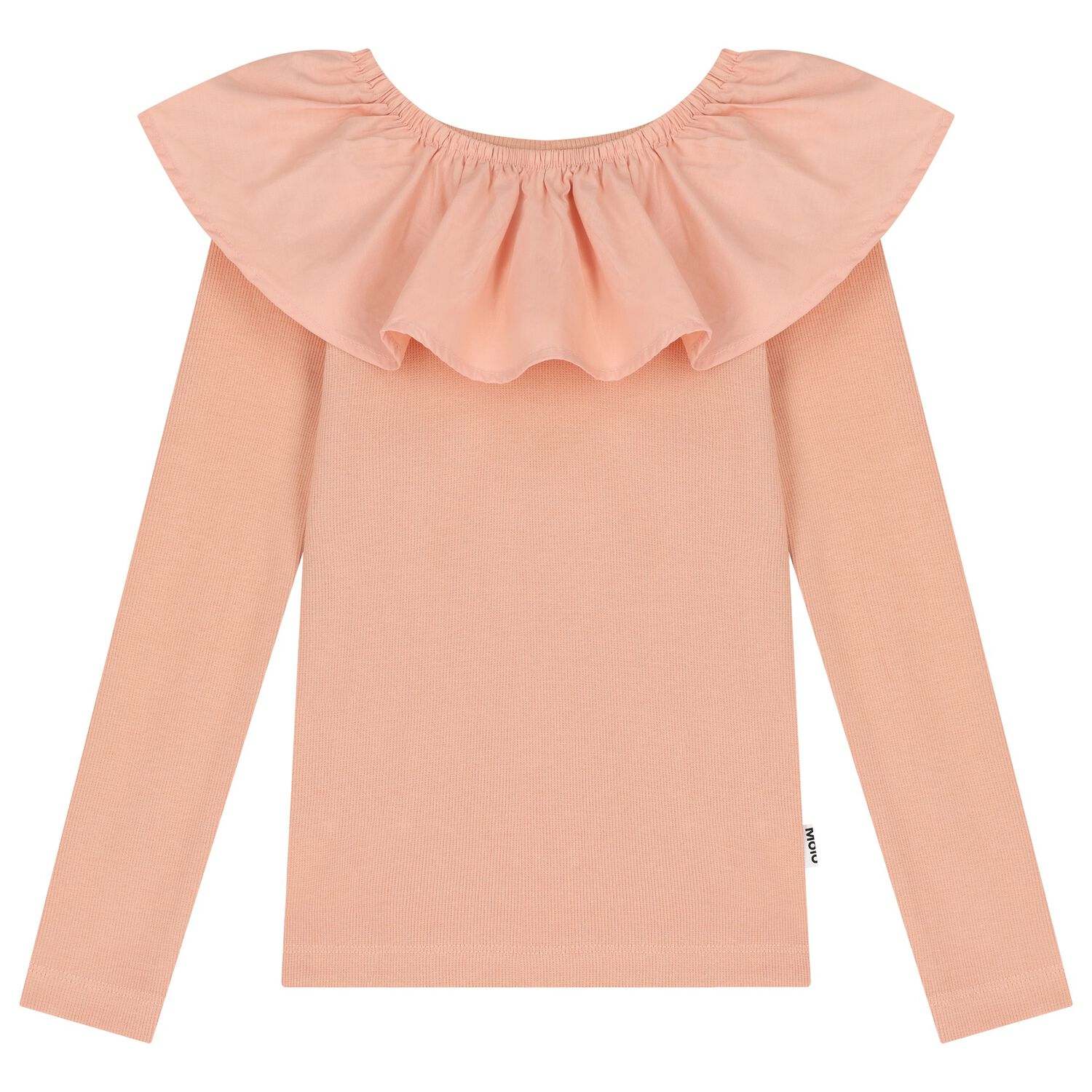 توب بنات مكشكش بأكمام طويلة باللون الوردى, 1, hi-res