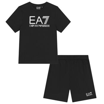 Boys Black Logo Shorts Set