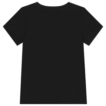 تيشيرت بنات بالشعار مزين باحجار لامعه باللون الاسود 