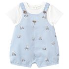 Baby Boys White & Blue Romper, 1, hi-res