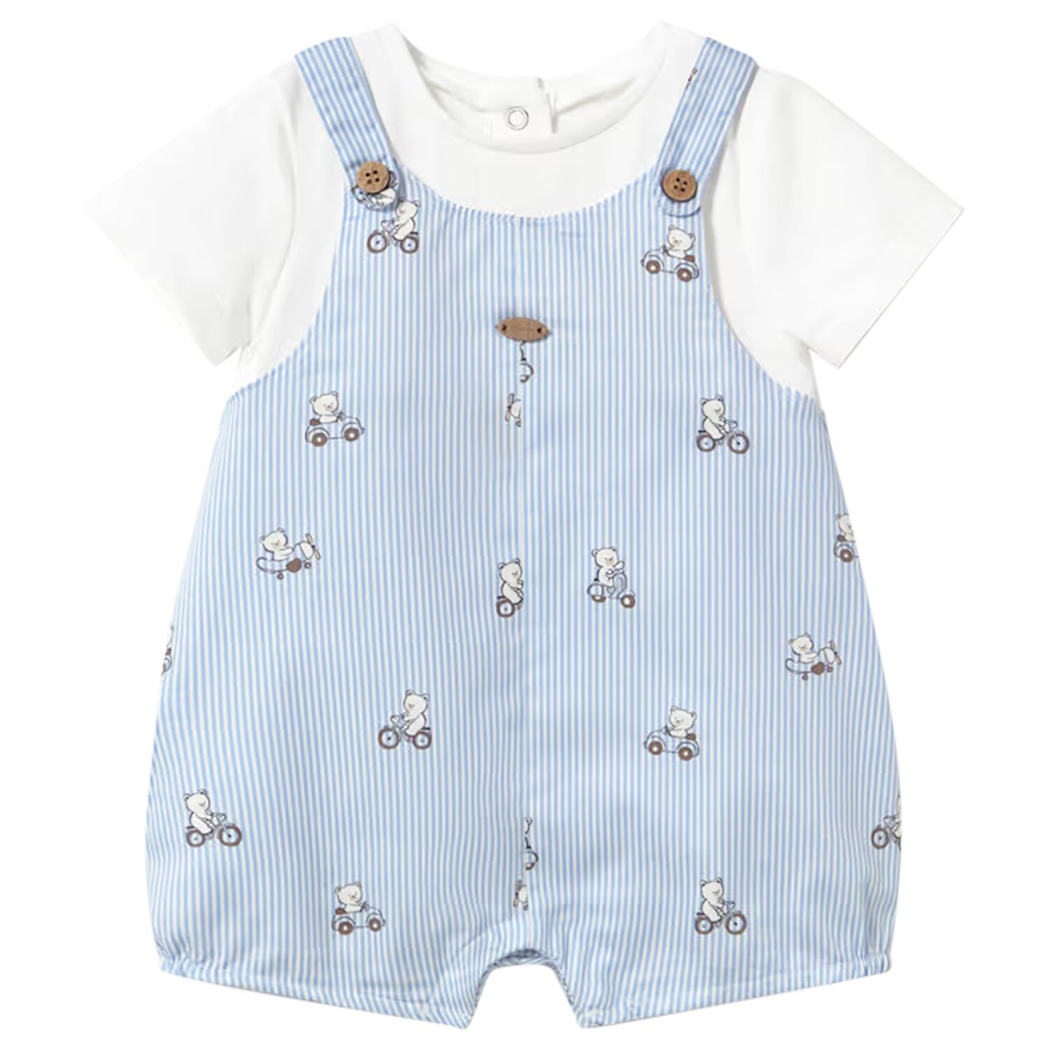 Baby Boys White & Blue Romper, 1, hi-res