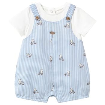 Baby Boys White & Blue Romper
