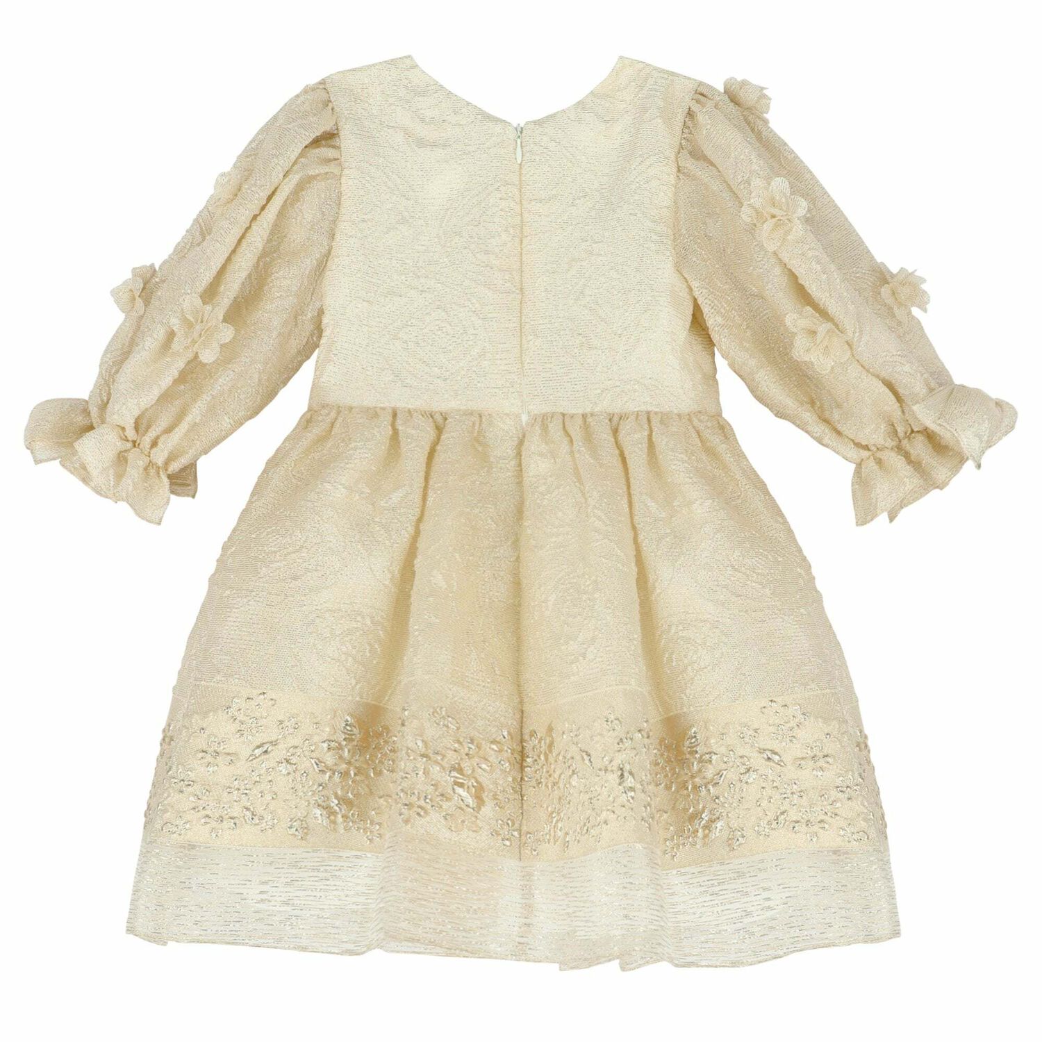Girls Gold Jacquard Dress, 2, hi-res image number null