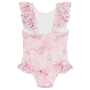Girls Pink Bow Swimsuit