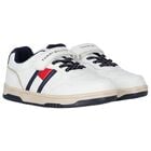Boys White Logo Trainers, 1, hi-res