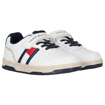 Boys White Logo Trainers