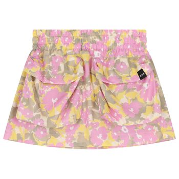 Girls Pink Logo Floral Skirt