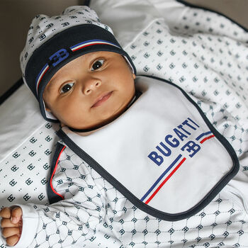 Baby Boys White & Navy Logo Hat