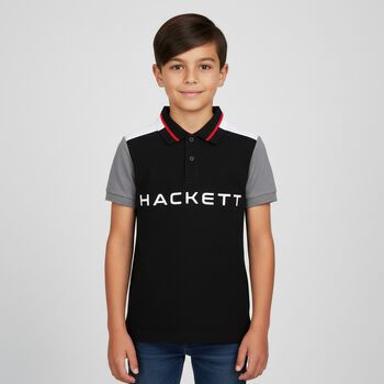 Boys Black & White Logo Polo Shirt