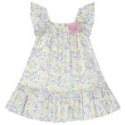 Girls Ivory Floral Dress, 1, hi-res