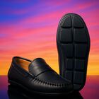 Boys Navy Blue Logo Moccasins, 2, hi-res