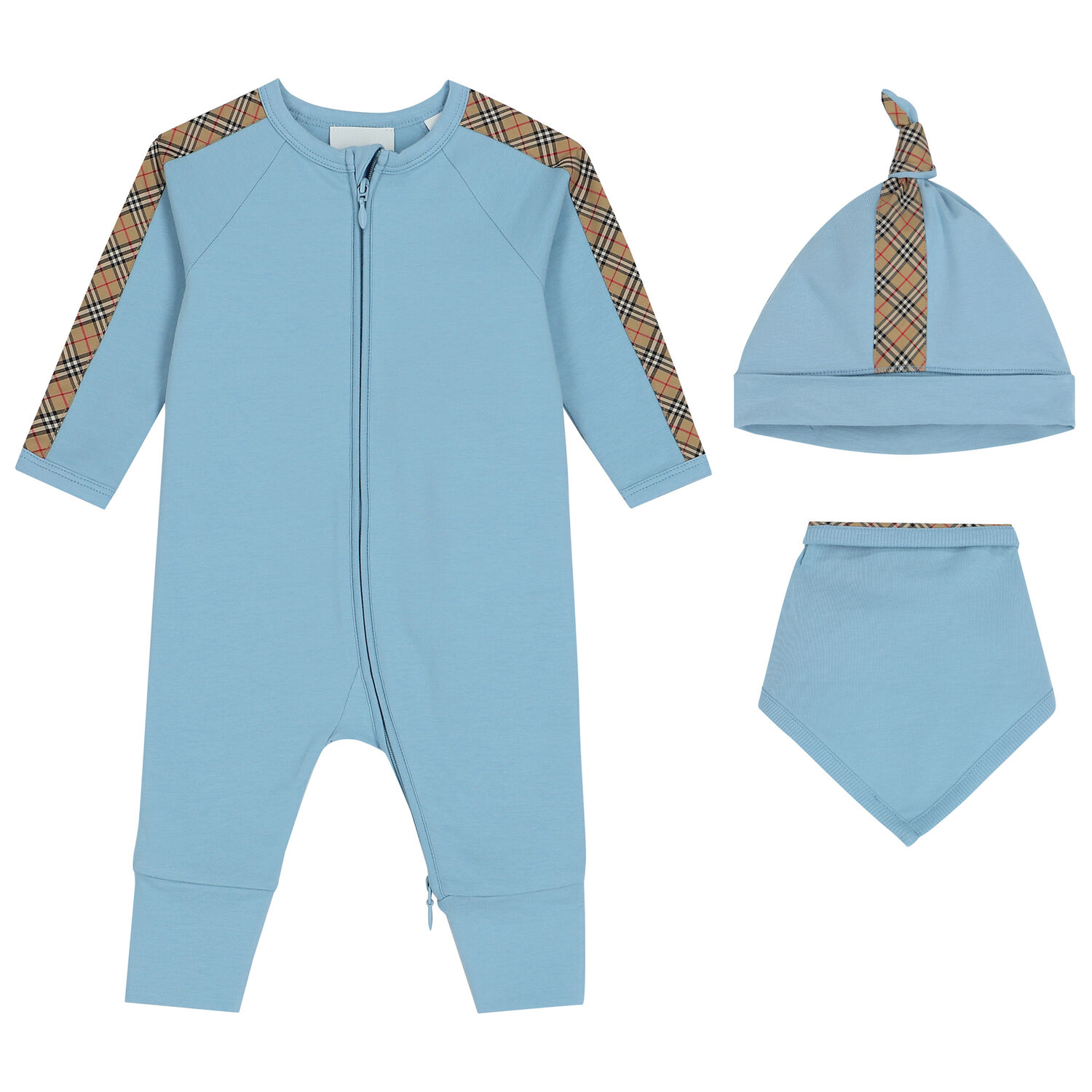Baby Boys Blue & Beige Romper Gift Set, 3, hi-res