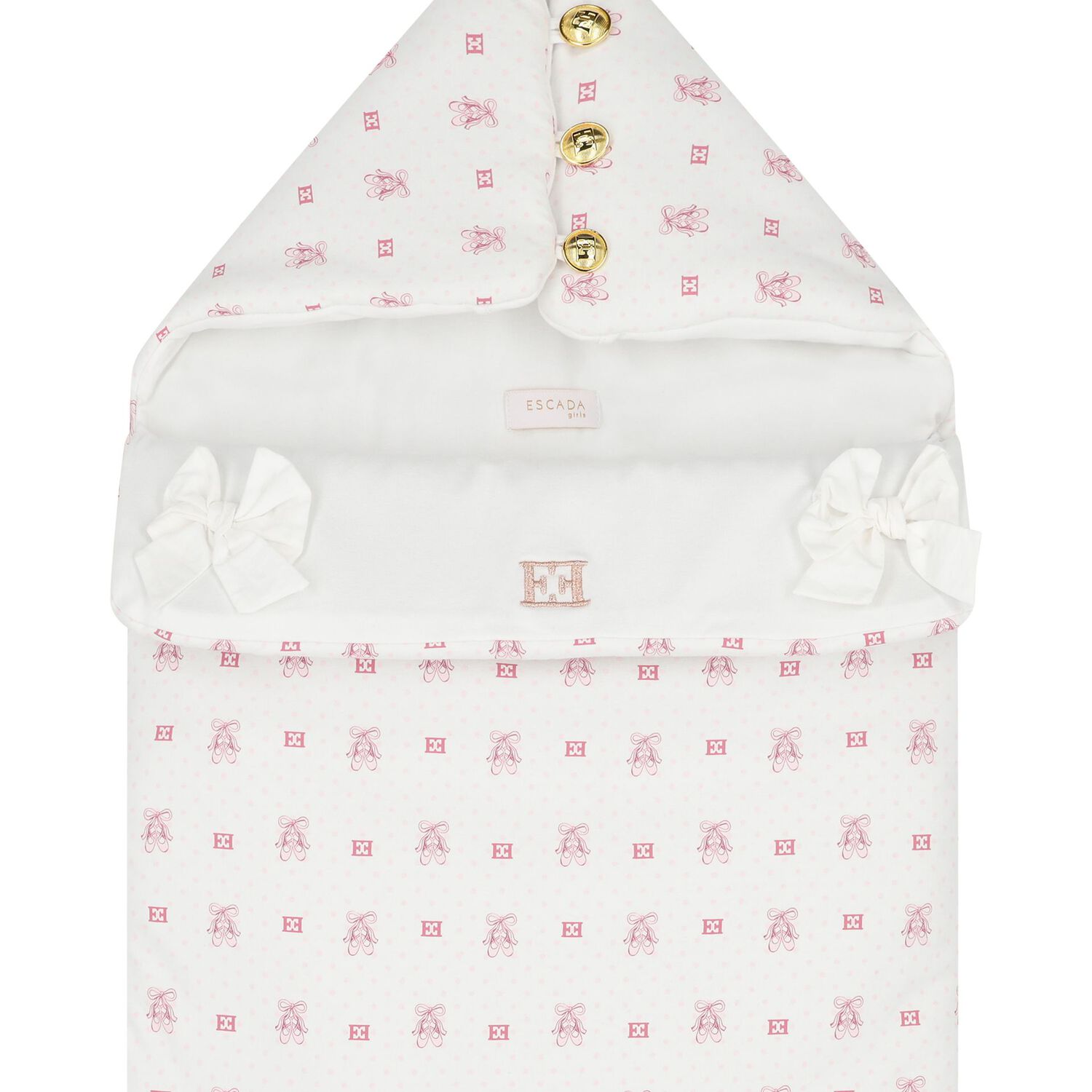 Baby Girls White & Pink Logo Nest, 1, hi-res