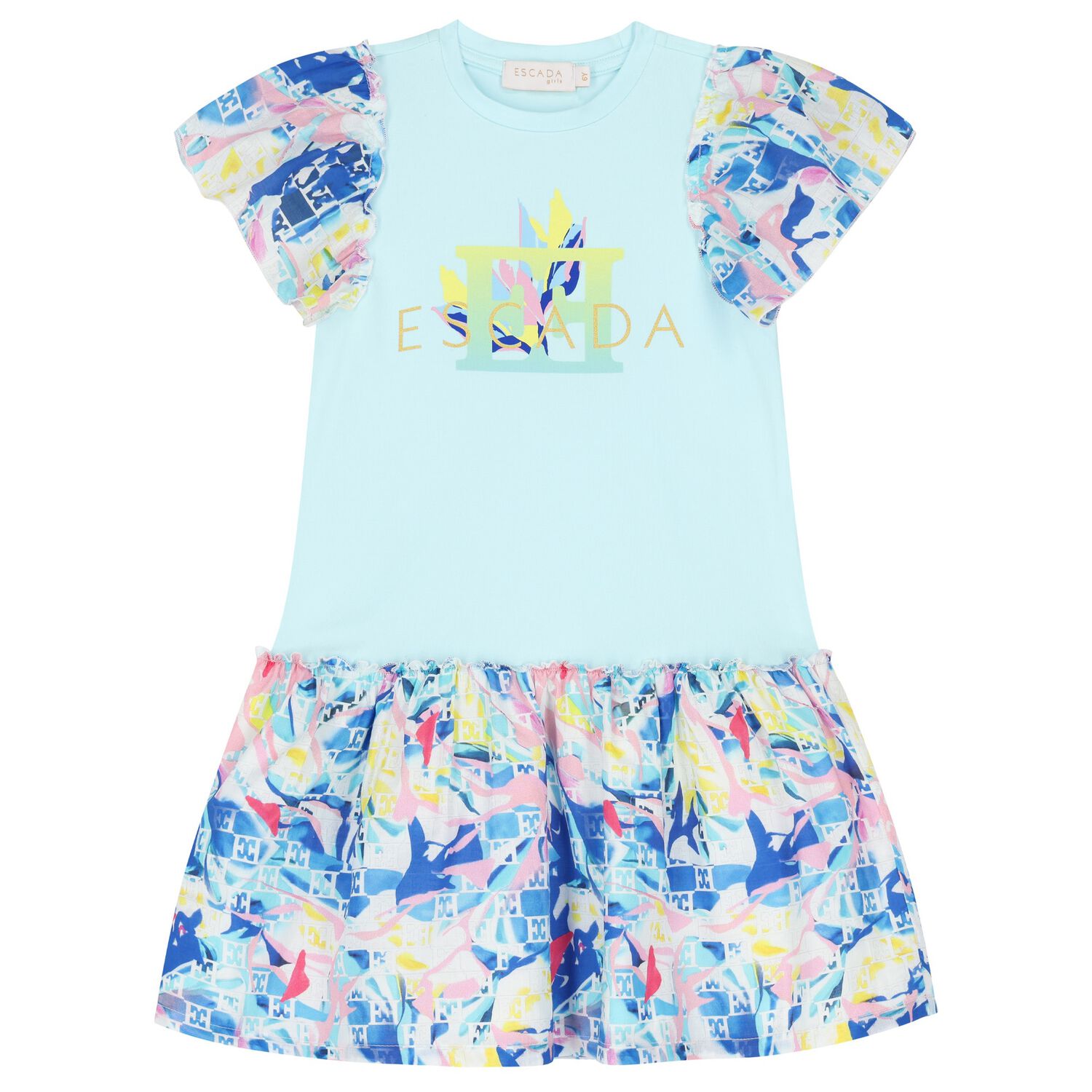 Girls Blue Logo Dress, 1, hi-res